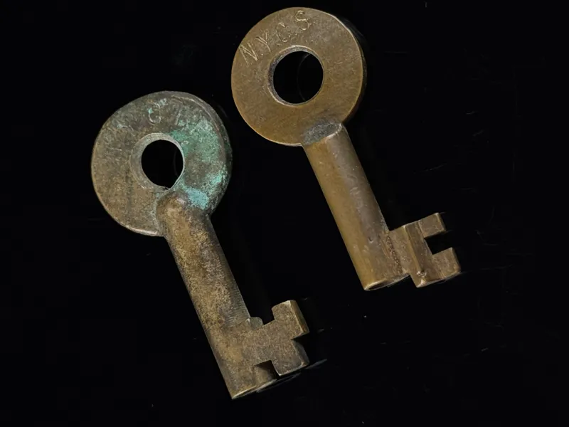 Two New York Central System NYCS Brass Railroad Switch Keys by Adlake from auction in Campbell, New York — image 26