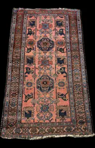 Antique Persian Hamadan Hand-Knotted Wool Area Rug