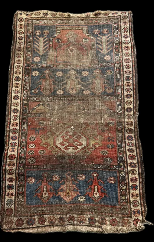 Antique Caucasian or Northwest Persian Tribal Geometric Wool Rug from auction in Campbell, New York — image 12