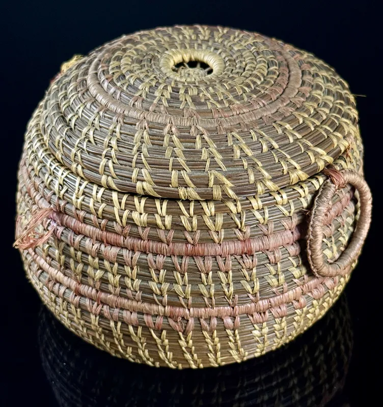 Native American Indian Coiled Pine Needle Lidded Basket from auction in Campbell, New York — image 18