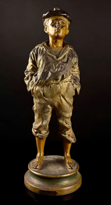 Attributed to Waclaw Szczeblewski, Le Siffleur, Cast Metal Sculpture of a Whistling Boy from auction in Campbell, New York — image 33