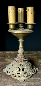 Art Deco Style Three-Light Cast Metal Candelabra Table Lamp