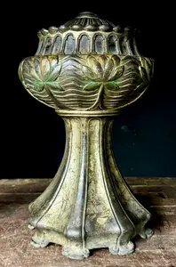 Art Nouveau Style Nickel Plated Cast Bronze Table Lamp Base