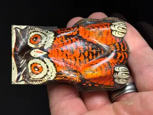 Halloween Tin Litho Owl Clicker Noisemaker