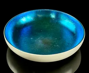 Steuben Blue Aurene and Calcite Art Glass Bowl