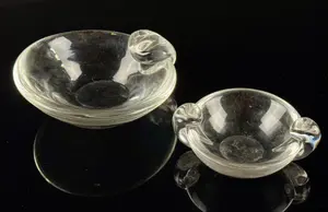 A Pair of Steuben Snail Scroll Hand-Formed Crystal Bowls