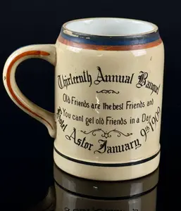 Higgins & Seiter Hotel Astor 1909 Dutchess County Society Banquet Mug