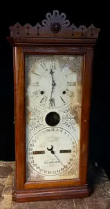 Ithaca No. 14 Granger Walnut Double Dial Calendar Mantel Clock