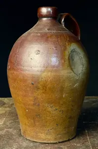 19th Century Ovoid Red Ware Salt-Glazed Stoneware Jug