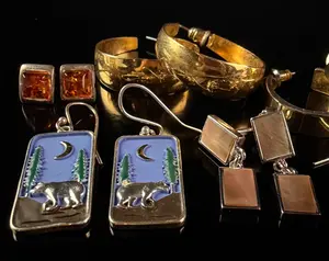 Collection of Six Pairs of Sterling Silver and Costume Earrings including Enamel and Lapis Lazuli