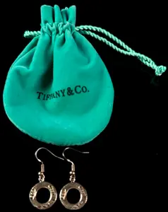 A Pair of Tiffany and Co. Sterling Silver 1837 Circle Drop Earrings