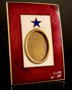 American WWI Enameled Blue Star Service Flag Desktop Picture Frame