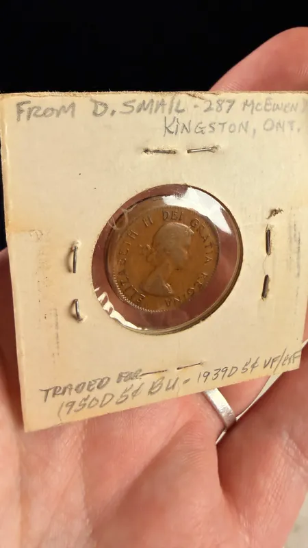 1961 CA 1 Cent Bronze Coin, Off-Center Strike Error from auction in Campbell, New York — image 5