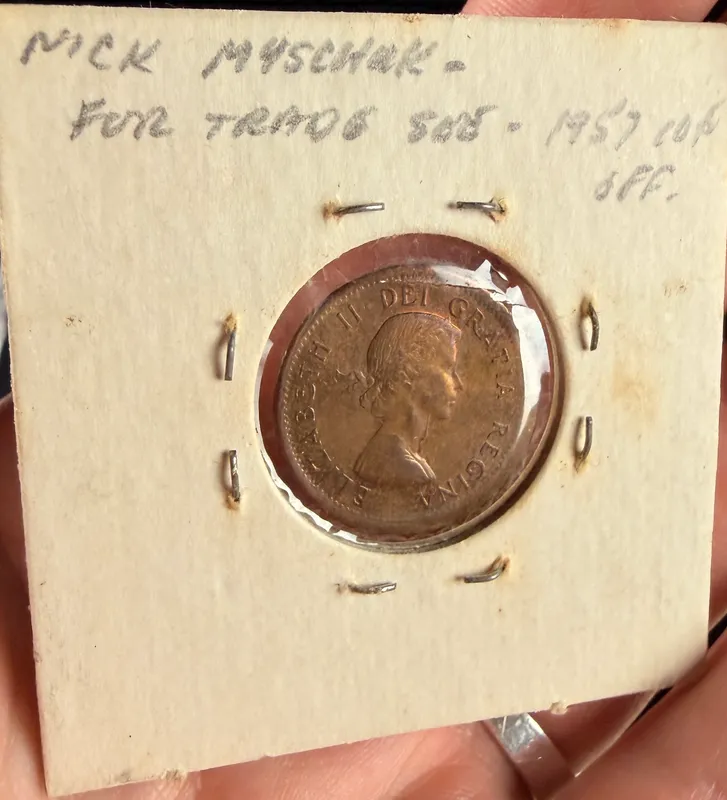 Canada 1962 1 Cent Copper-Alloy Off-Center Strike Error from auction in Campbell, New York — image 12