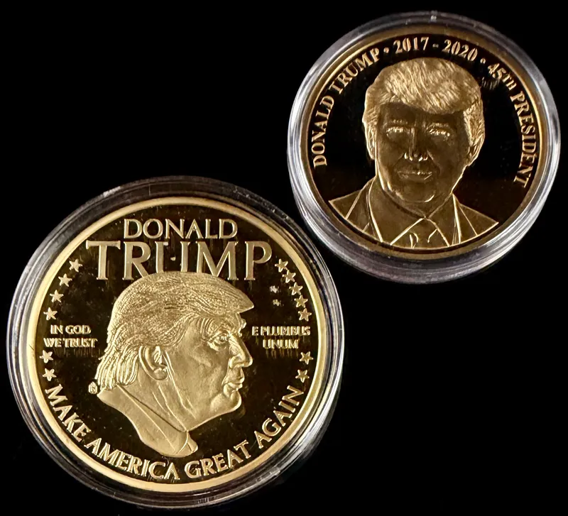 A Pair of American Mint US Donald Trump Gold-Plated Commemorative Medallions from auction in Campbell, New York — image 16