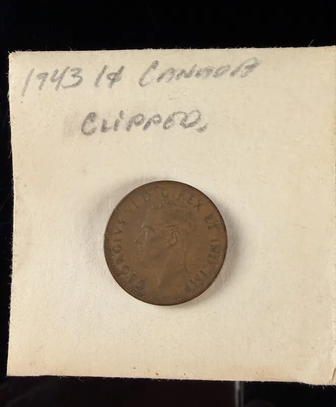 1943 CA 1 Cent George VI Clipped Planchet Mint Error Coin from auction in Campbell, New York — image 20