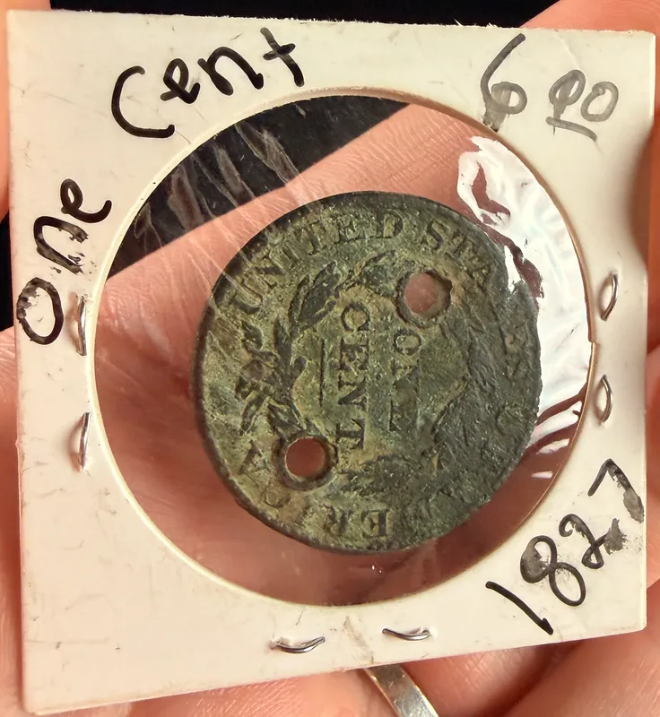 1827 US Matron Head Large Cent Holed from auction in Campbell, New York — image 25