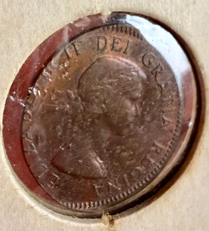 1953 CA 1 Cent Queen Elizabeth II, Struck on Partial Planchet Error from auction in Campbell, New York — image 37