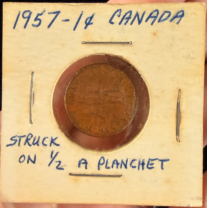 1957 CA 1 Cent Mint Error Struck on Half Planchet from auction in Campbell, New York — image 42