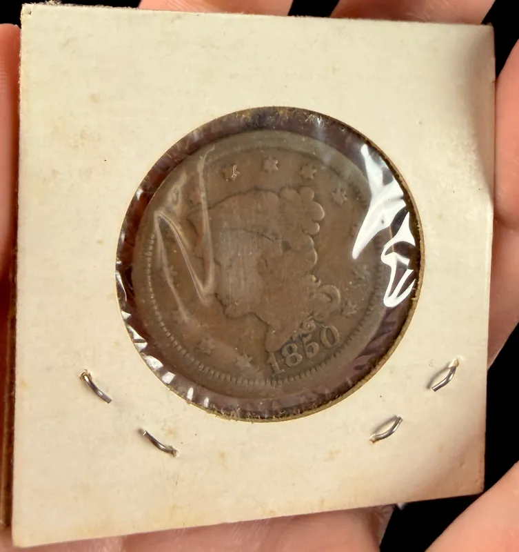 US 1850 Braided Hair Large Cent with Post-Mint Alteration from auction in Campbell, New York — image 44