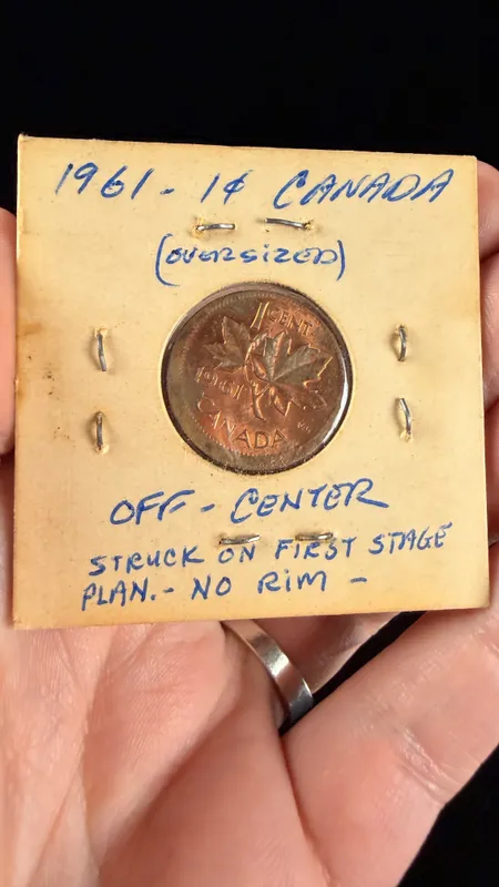 1961 CA 1 Cent Major Mint Error Struck Off-Center on Un-Upset Planchet from auction in Campbell, New York — image 46