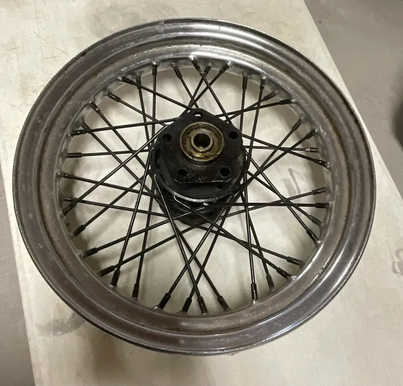 16 Inch Spoked Dual Flange Motorcycle Rear Wheel Rim from auction in Campbell, New York — image 4