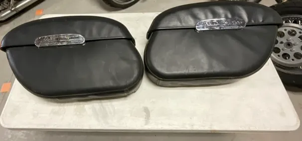 A Pair of Harley-Davidson Rigid Locking Leather Wrapped Hard Motorcycle Saddlebags from auction in Campbell, New York — image 24