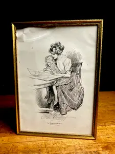 Charles Dana Gibson Pen and Ink Illustration No Time for Politics