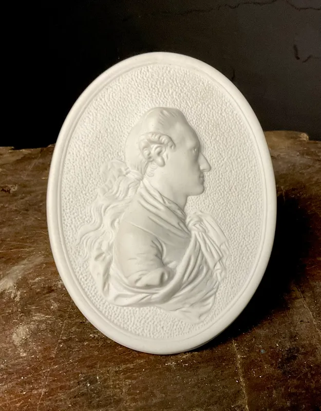 Copy of 1774 Hochst Bisque Porcelain Relief Plaque of Johann Wolfgang von Goethe from auction in Campbell, New York — image 8