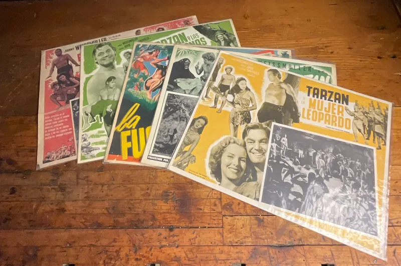 1930s-1940s Collection of Mexican Movie Lobby Cards for Tarzan Films starring Johnny Weissmuller from auction in Campbell, New York — image 47