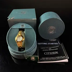 Citizen Eco Drive Gold Tone Stainless Steel Ladies Wristwatch Reference EW0582-50D