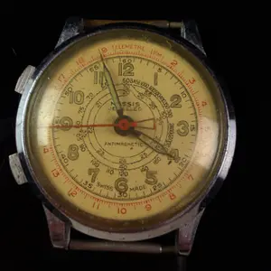Vintage Swiss Nassis Base Metal Chronograph Wristwatch For Parts