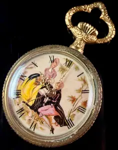 Elgin Swiss Manual Wind Pendant Watch with Fete Galante Dial