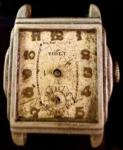 Vintage Tibet Art Deco Style One Jewel Mechanical Wristwatch