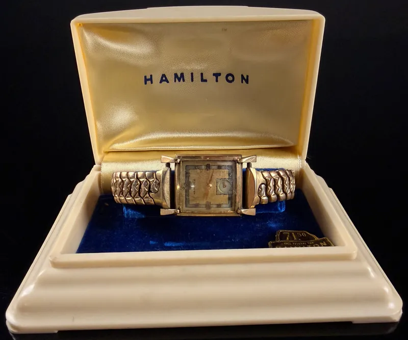 Vintage Hamilton Caliber 752 10K Gold Filled Tank Style Watch with Box and Papers 26mm from auction in Campbell, New York — image 38
