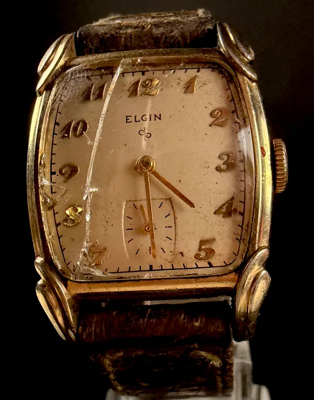 Vintage Elgin 10K RGP Men's Manual Wind Wristwatch Grade 554 Reference 6717 from auction in Campbell, New York — image 36