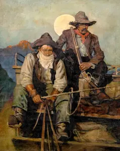 N.C. Wyeth (After), 'On the Coach Box,' Signed Oil on Canvas Painting - No Reserve