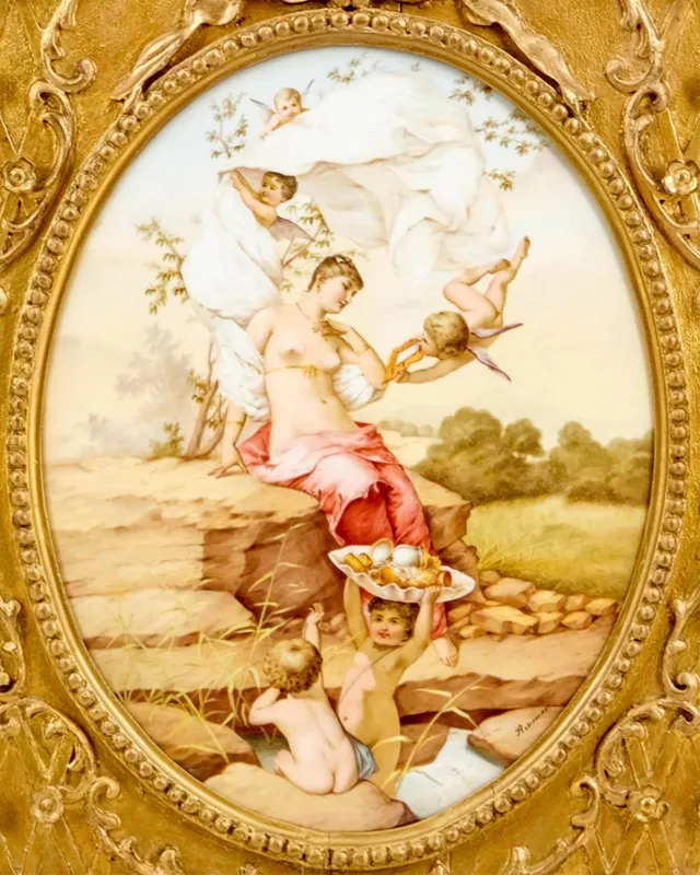 Royal Vienna Art Nouveau Porcelain Plaque, Signed 'Riemeri', Toilette der Venus, Late 19th Century from auction in Kingston, New York — image 20