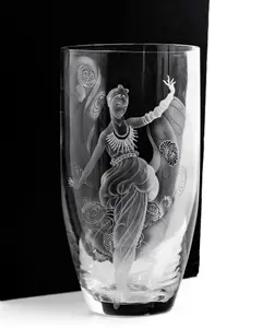 Erte, 'Dream Girl' Art Deco Etched Glass Vase, Signed and Numbered 56/99