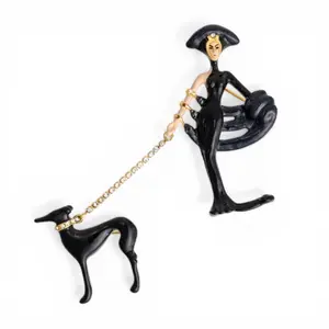 Erte, 'Symphony in Black' Figural Brooch for Franklin Mint - No Reserve