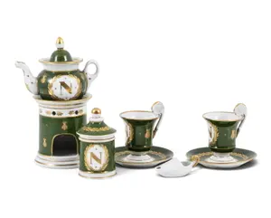 Old Paris Porcelain Napoleonic Tea Set Teapot Cups Saucers - No Reserve