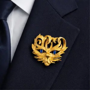 Jean Cocteau for Hermes, Paris, 'Mistigri' 18K Yellow Gold Lapel Clip Brooch