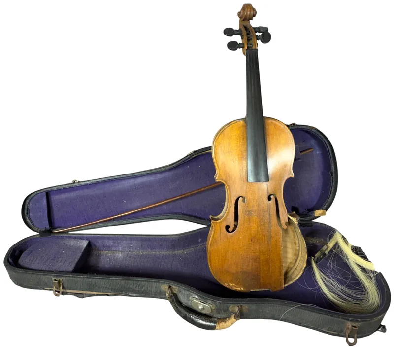 Vintage Full-Size 4/4 Violin with Bow and Case from auction in Lancaster, Ohio — image 26