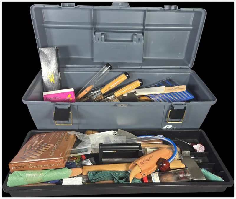 A Collection of Professional and Hobbyist Woodcarving and Woodworking Tools in a Plano Toolbox from auction in Lancaster, Ohio — image 4