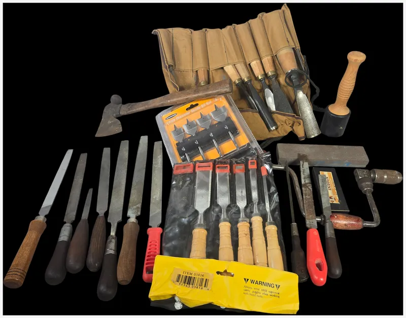 An Assortment of Woodworking and General-Purpose Hand Tools including Chisels, Files, and Sharpening Equipment from auction in Lancaster, Ohio — image 17