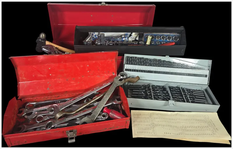 An Assortment of Waterloo and Vintage Metal Toolboxes with Hand Tools and a 115-Piece Drill Bit Set from auction in Lancaster, Ohio — image 27