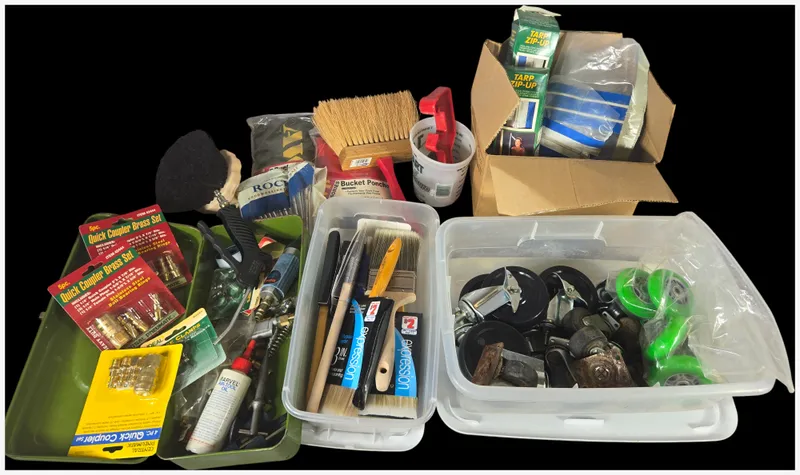 An Assortment of Pneumatic Tools, Paint Brushes, Hardware Casters, and Garage Maintenance Supplies from auction in Lancaster, Ohio — image 36