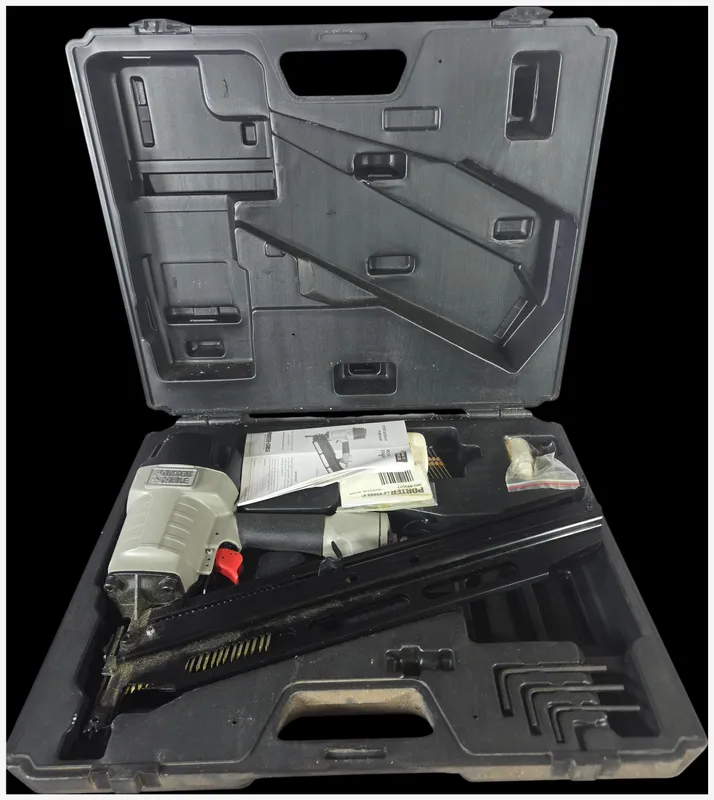 Porter-Cable FR350 Pneumatic Round Head Framing Nailer with Case and Accessories from auction in Lancaster, Ohio — image 42