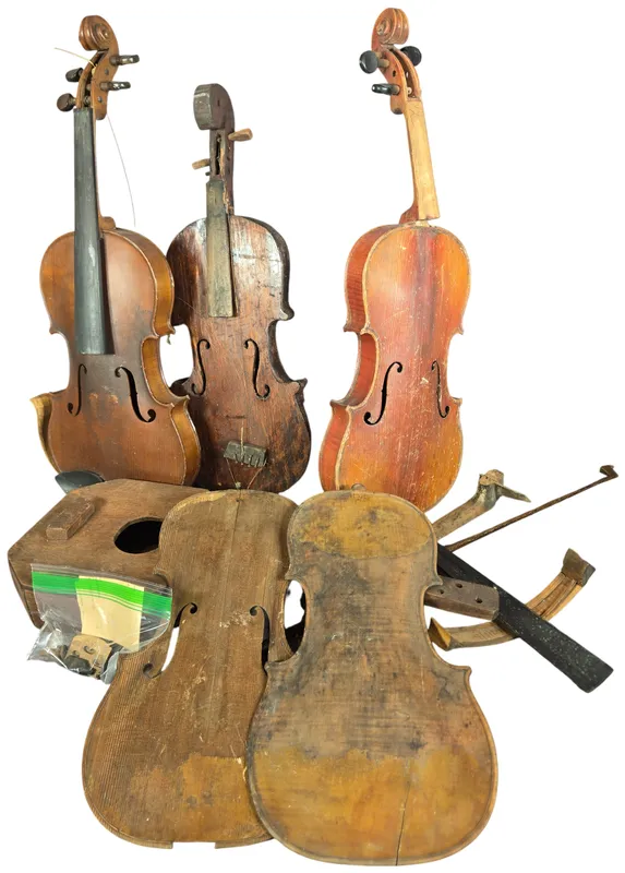 CONTENTS LOT: Vintage Violins and Luthier Restoration Parts including Hopf Branded Components from auction in Lancaster, Ohio — image 39