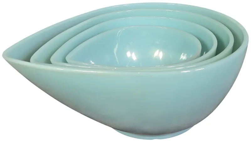 A Set of Four Fire-King Turquoise Blue Milk Glass Nesting Mixing Bowls from auction in Lancaster, Ohio — image 48